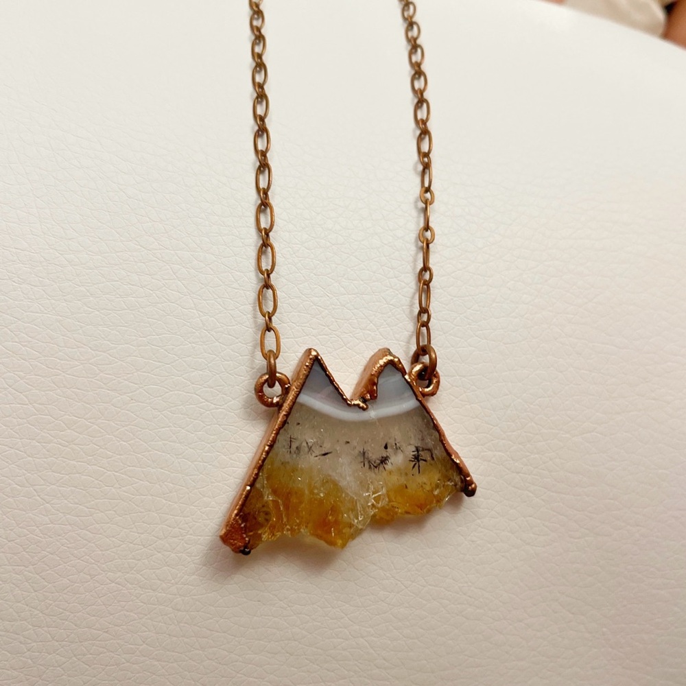 Citrine & Copper Mountain Pendant Necklace